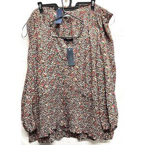 New Eclair Womens Plus Size 5X Floral Print 3/4 Elastic Sleeve Blouse Skirt Set